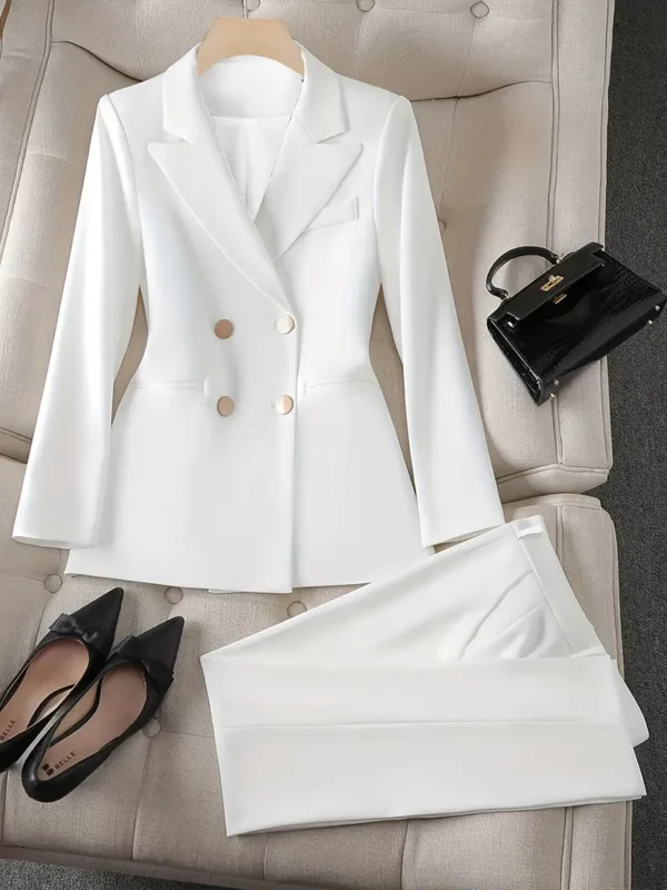 Conjunto de blazer de color sólido con frente abierto - Image 3