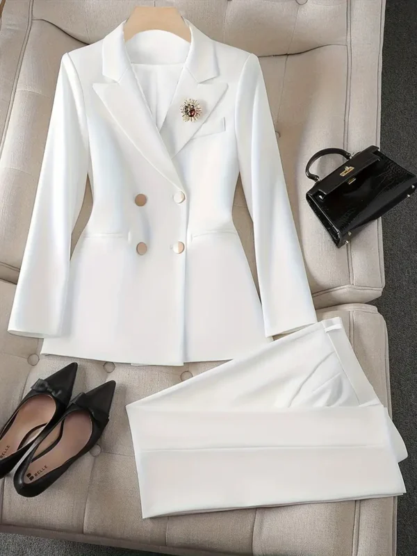 Conjunto de blazer de color sólido con frente abierto - Image 4