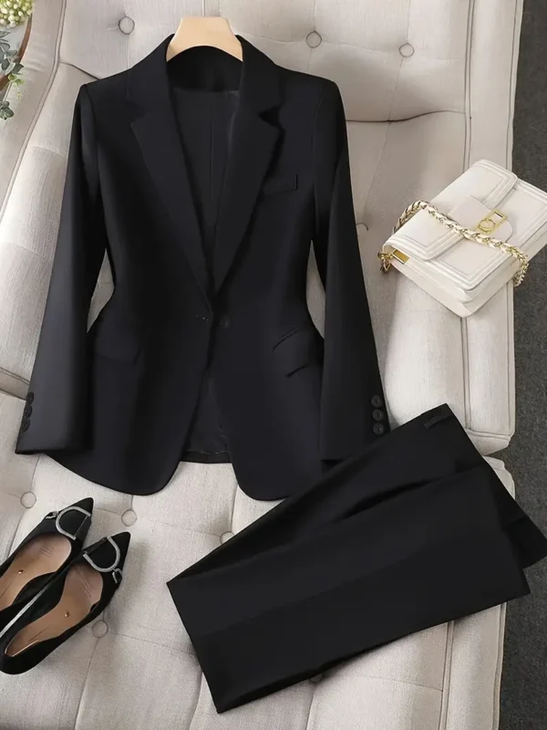 Conjunto de pantalón elegante y blazer de un solo botón