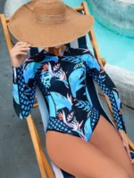 Traje de baño tropical de manga larga - Imagen 2