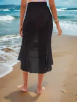 Salida de playa envolvente asimétrica de cintura alta con volantes - Imagen 2