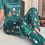Pijama navideña de dos piezas con estampado gráfico