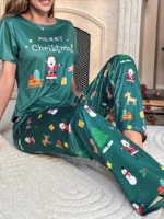Pijama navideña de dos piezas con estampado gráfico