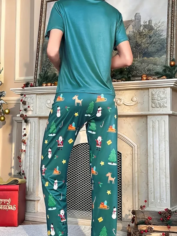 Pijama navideña de dos piezas con estampado gráfico - Image 2