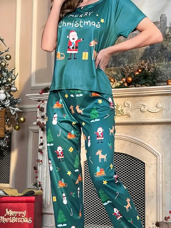 Pijama navideña de dos piezas con estampado gráfico - Image 3