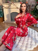 Pijama navideña con estampado de copos de nieve y renos - Imagen 5