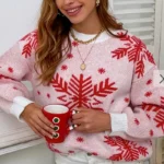 Suéter navideño con estampado de copos de nieve