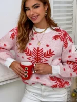 Suéter navideño con estampado de copos de nieve