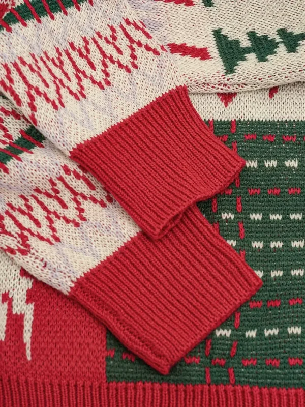 Suéter tejido con estampado navideño y cuello redondo - Image 3