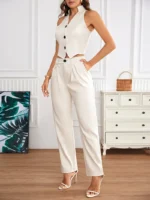 Conjunto elegante de pantalón y chaleco - Imagen 2