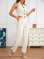 Conjunto elegante de pantalón y chaleco - Imagen 3