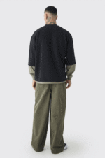 Pantalones de carpintero de tiro alto y corte amplio - Imagen 2