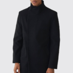 Abrigo de simulación de lana con cuello alto