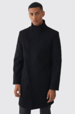 Abrigo de simulación de lana con cuello alto