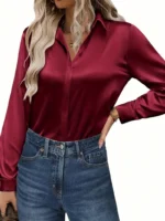 Blusa de satén de manga larga