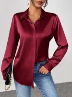 Blusa de satén de manga larga - Imagen 3