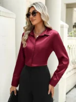 Blusa de satén de manga larga - Imagen 4