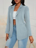 Blazer de solapa con frente abierto - Imagen 3