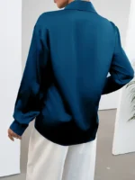 Blusa casual de manga larga con cuello tipo polo - Imagen 2