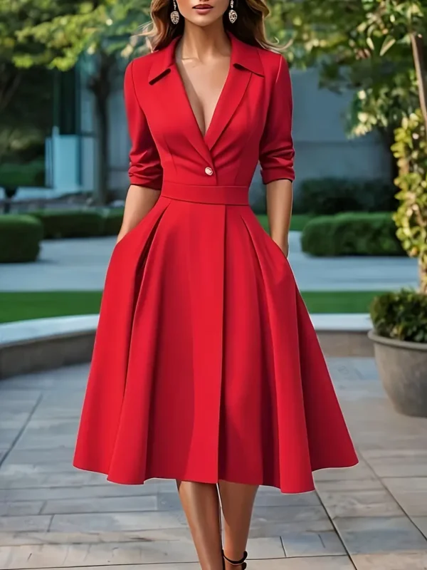 Elegante vestido peplum con cuello en V