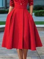 Elegante vestido peplum con cuello en V - Imagen 5