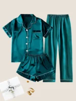 Conjunto de pijama casual de satén