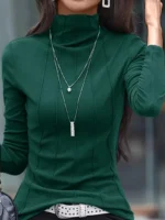 Blusa de cuello de tortuga para mujer - Imagen 2
