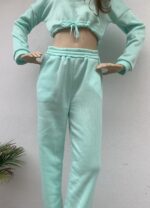 Conjunto deportivo casual de dos piezas con manga larga y cintura ajustada - Imagen 4