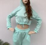 Conjunto deportivo casual de dos piezas con manga larga y cintura ajustada - Imagen 3