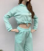 Conjunto deportivo casual de dos piezas con manga larga y cintura ajustada - Imagen 2