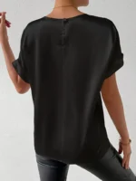 Blusa casual de cuello redondo y manga corta - Imagen 2
