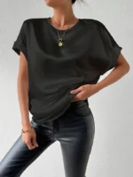Blusa casual de cuello redondo y manga corta - Imagen 5