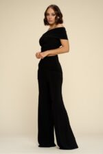 Conjunto de top corto asimétrico de un solo hombro y palazzo con cintura elástica - Imagen 3