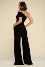 Conjunto de top corto asimétrico de un solo hombro y palazzo con cintura elástica - Imagen 4