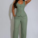 Conjunto de chaleco y pantalones de lino