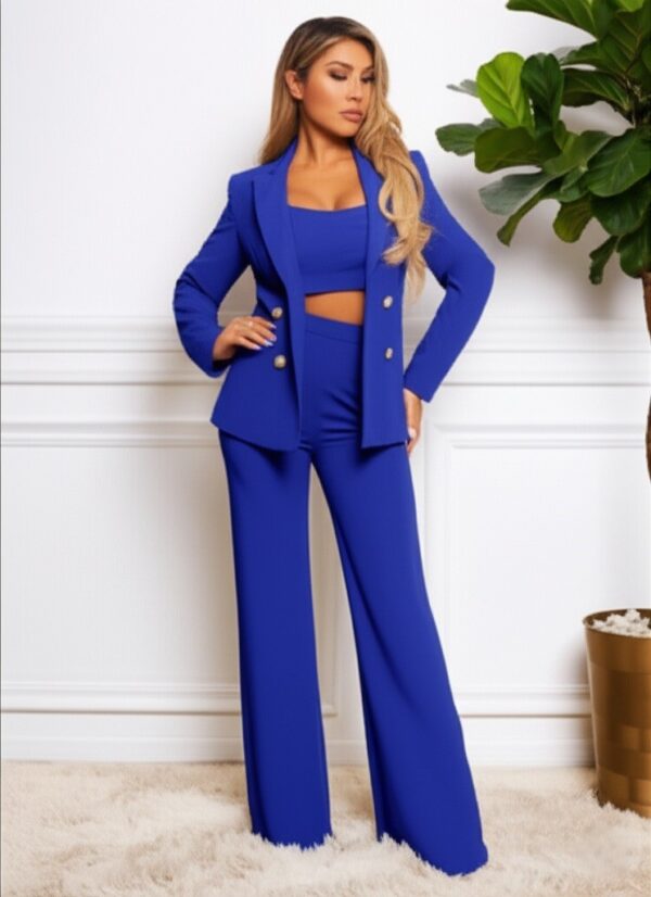 Conjunto de blazer sólido de 3 piezas - Image 3