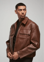 Chaqueta Harrington de corte cuadrado con cuello y bordes sin rematar