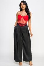 Pantalones de pierna ancha con efecto satinado - Imagen 3