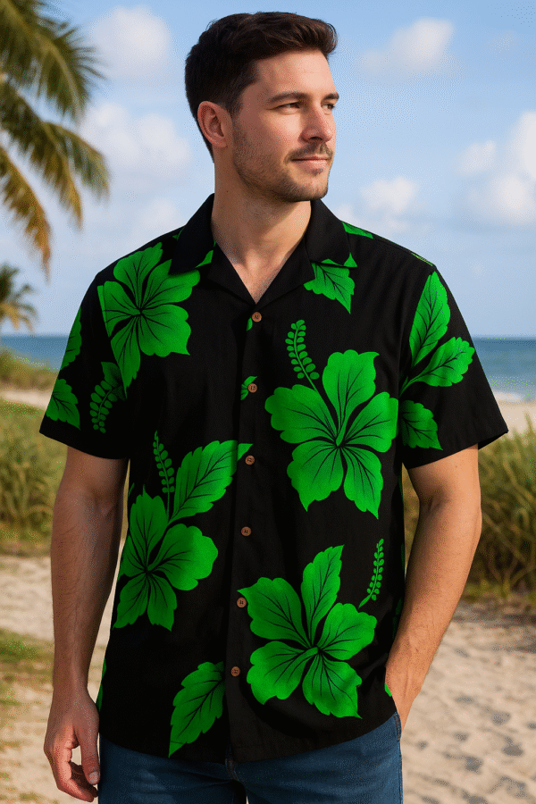 Camisa hawaiana tipo Aloha con estampado de flor de hibisco