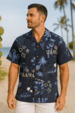 Camisa hawaiana tipo Aloha con estampado