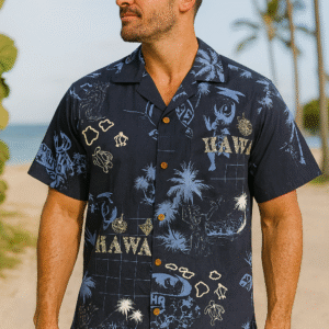 Camisa hawaiana tipo Aloha con estampado