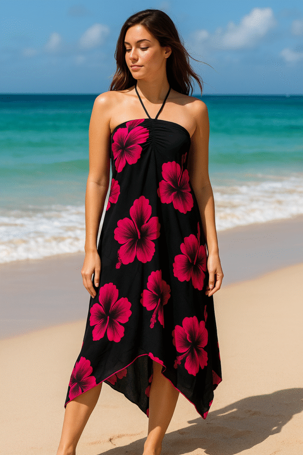 Vestido mariposa con estampado de flores de hibisco - Image 4