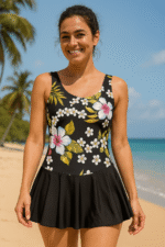 Traje de baño hawaiano de una pieza con falda