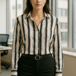 Blusa de satín a rayas