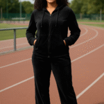 Conjunto de terciopelo con hoodie y pantalón