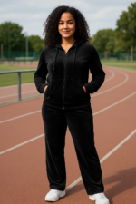 Conjunto de terciopelo con hoodie y pantalón