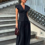 Conjunto elegante de manga corta con botones