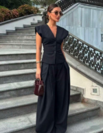 Conjunto elegante de manga corta con botones